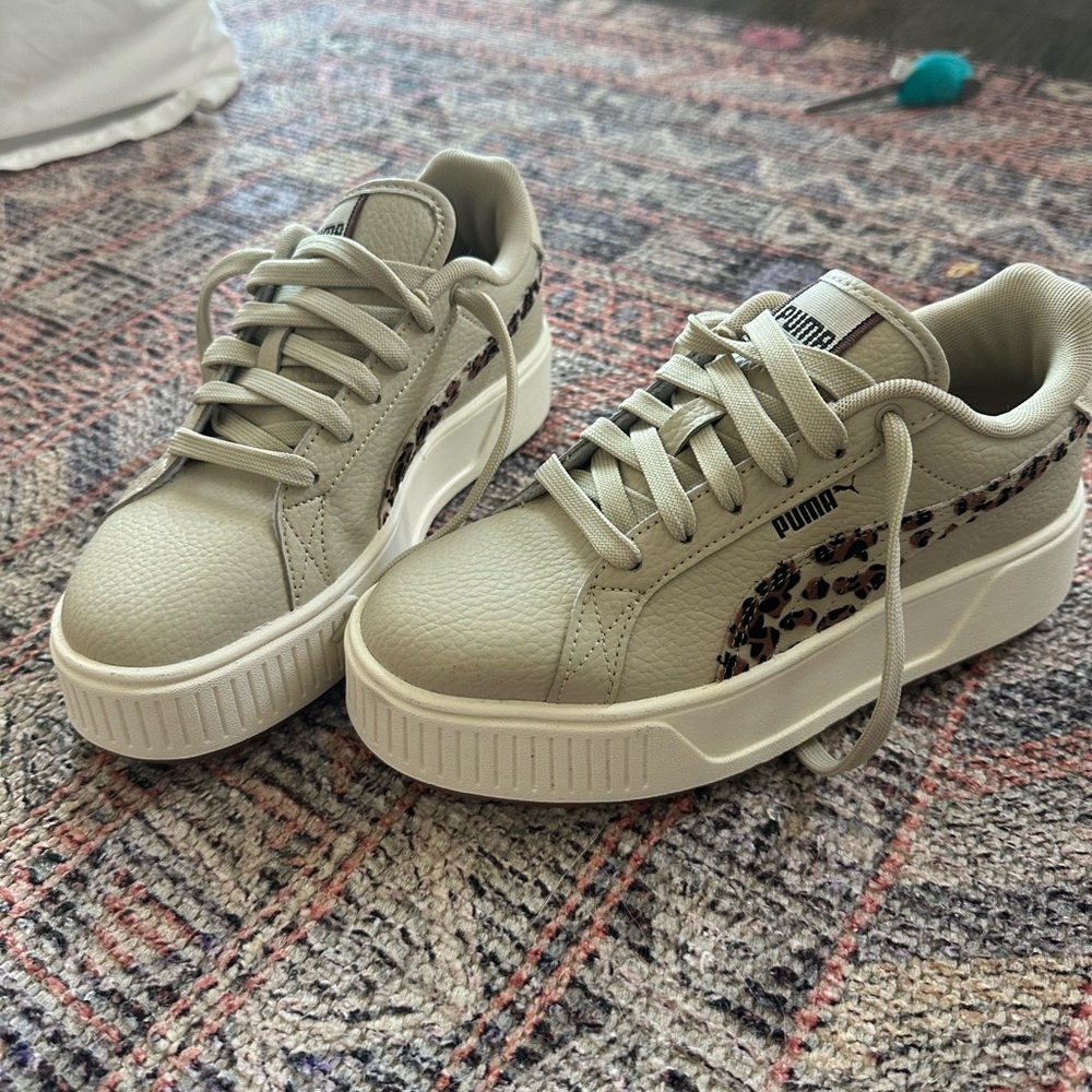 Puma Cream Leopard Print Sneakers
